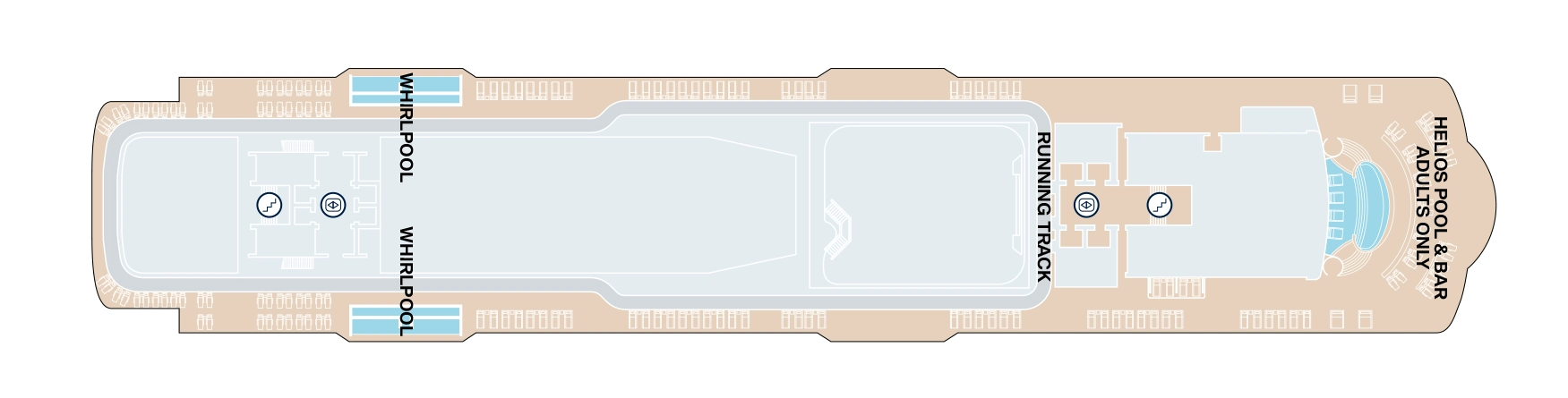 Explora I, Deck 12: official cabin and venue layout