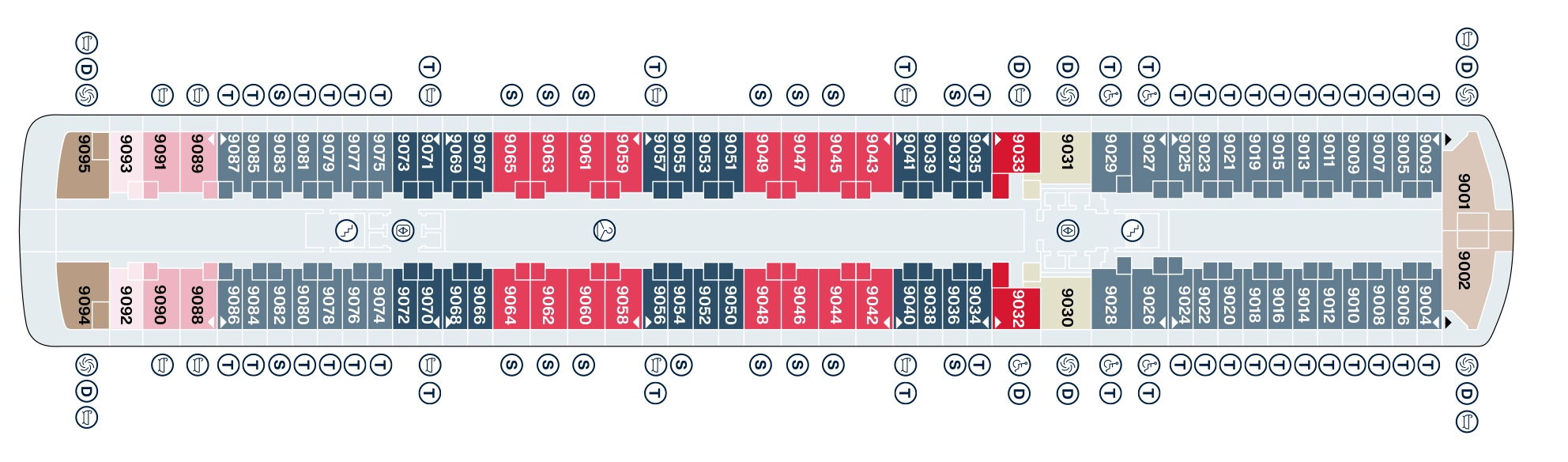 Explora I, Deck 9: official cabin and venue layout