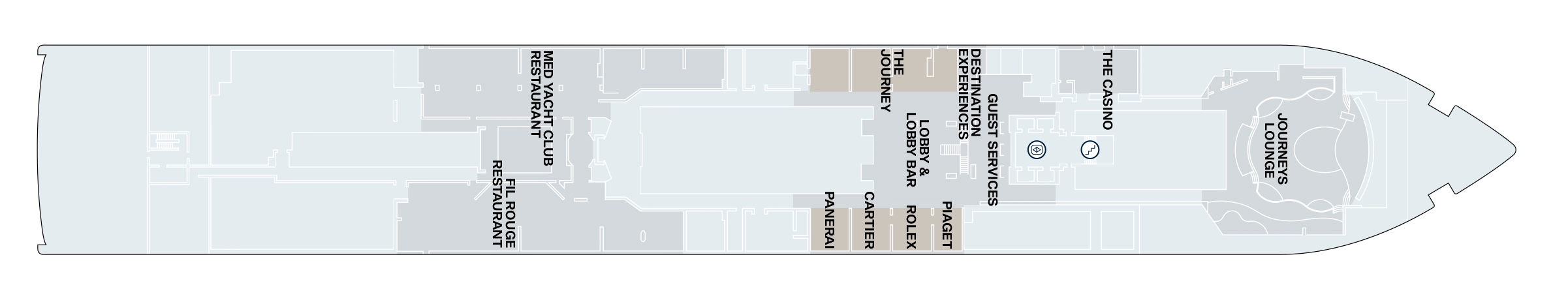 Explora I, Deck 4: official cabin and venue layout