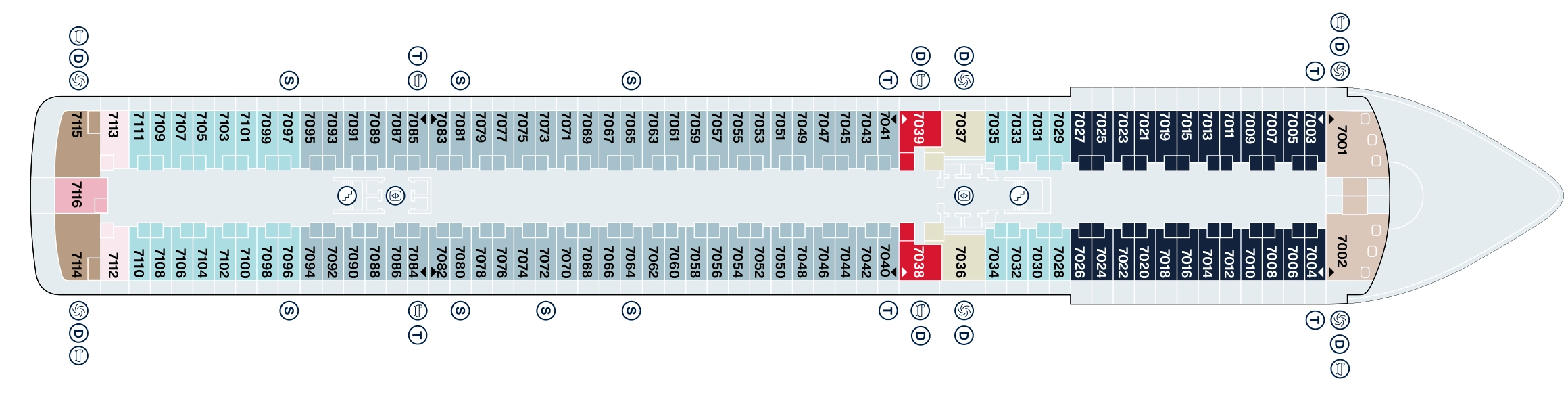 Explora I, Deck 7: official cabin and venue layout