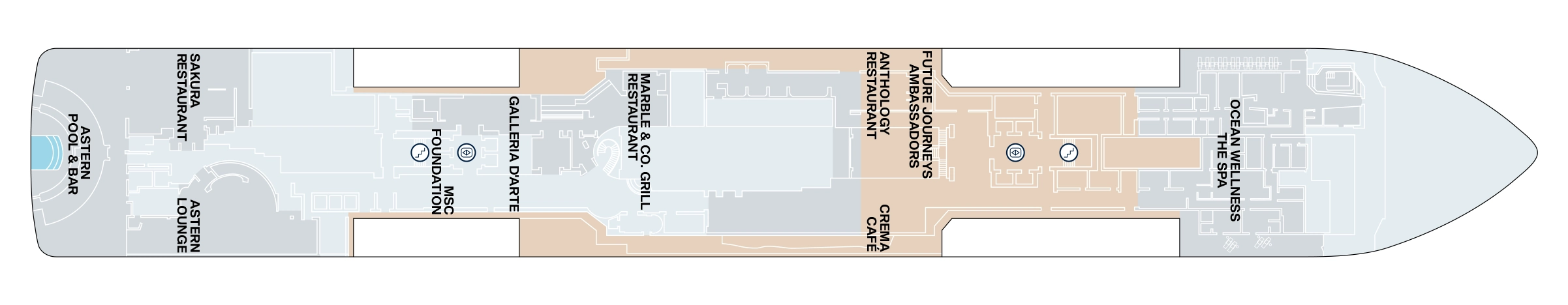 Explora I, Deck 5: official cabin and venue layout