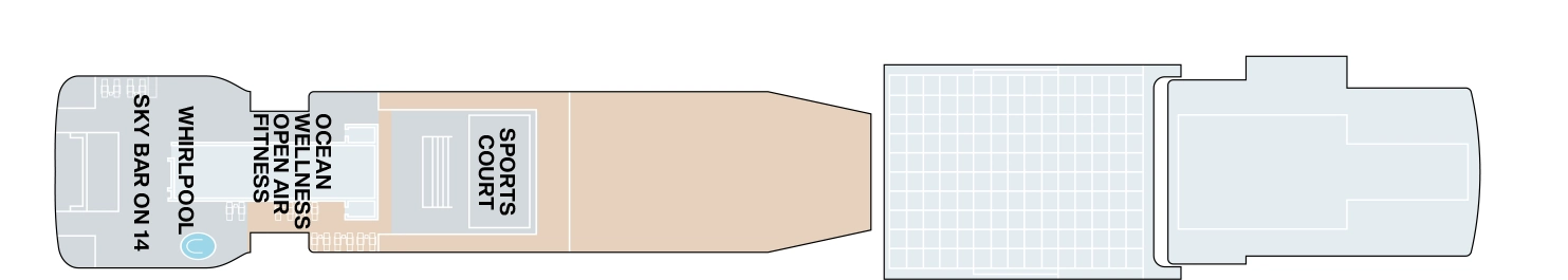 Explora I, Deck 14: official cabin and venue layout