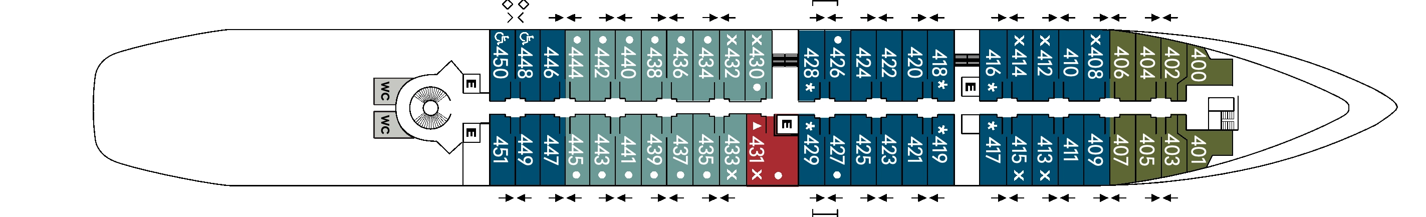 Star Legend, Deck 4: official cabin and venue layout