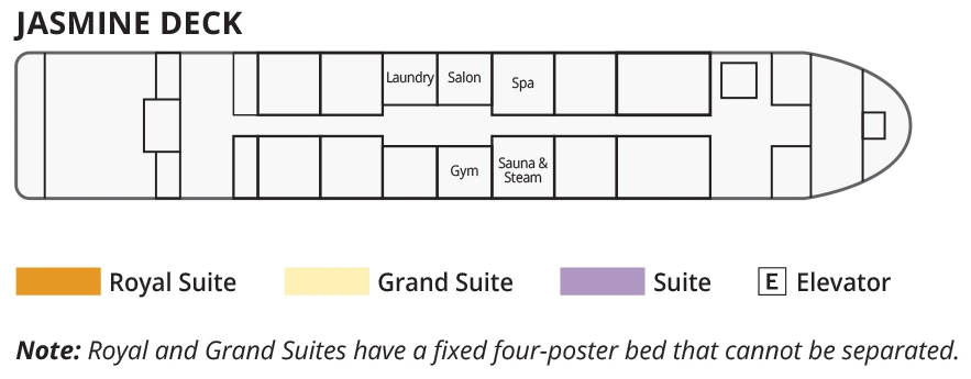 Mekong Jewel, Deck 1: official cabin and venue layout