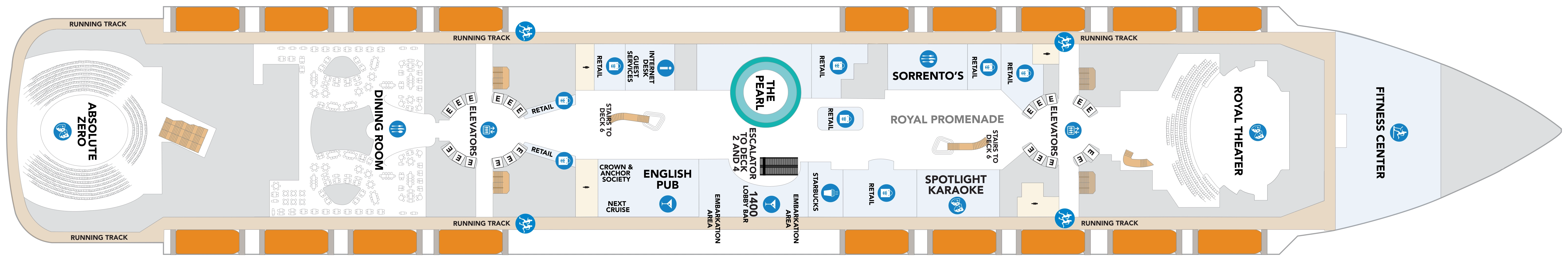 Hero of the Seas, Deck 5: official cabin and venue layout