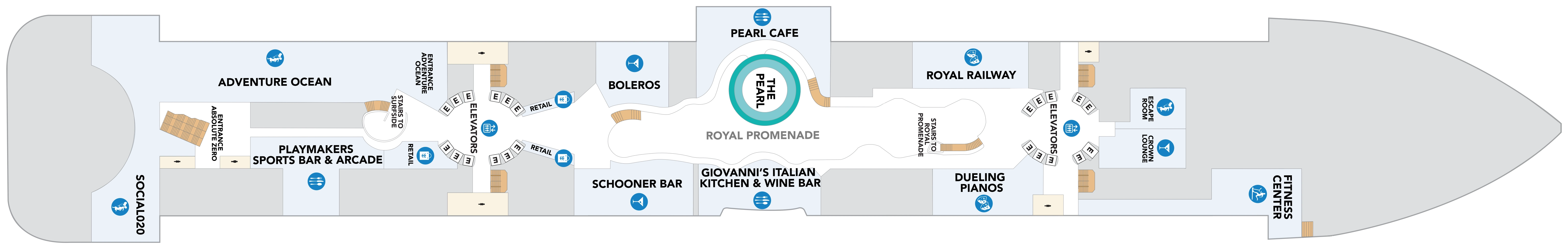 Hero of the Seas, Deck 6: official cabin and venue layout