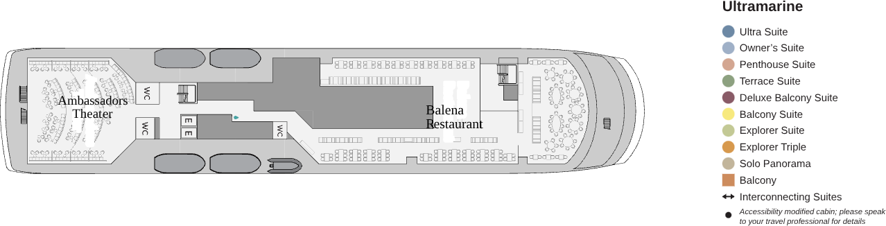 Ultramarine, Deck 5: official cabin and venue layout
