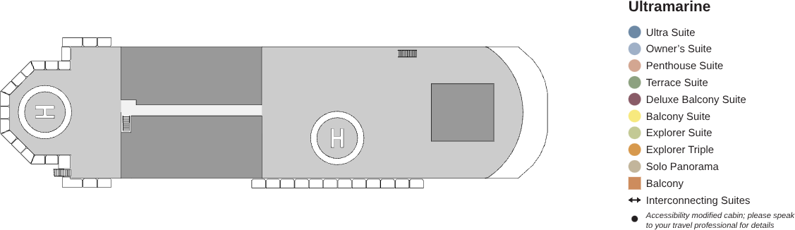 Ultramarine, Deck 8: official cabin and venue layout