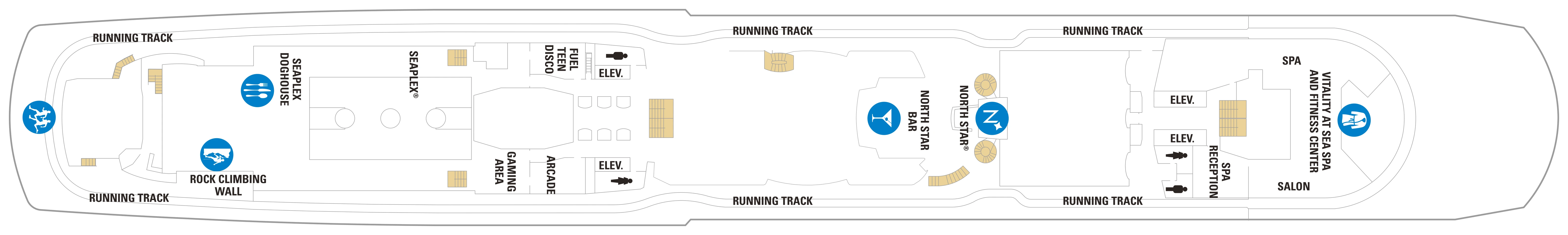 Quantum of the Seas, Deck 15: official cabin and venue layout
