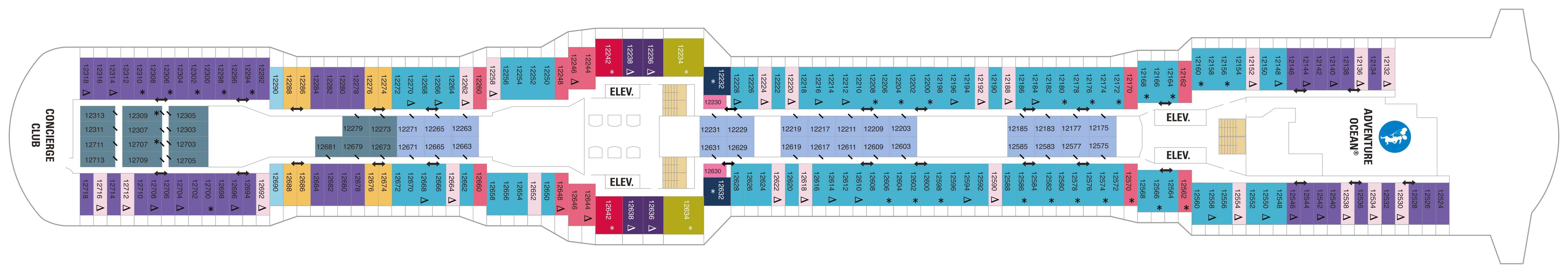 Quantum of the Seas, Deck 12: official cabin and venue layout