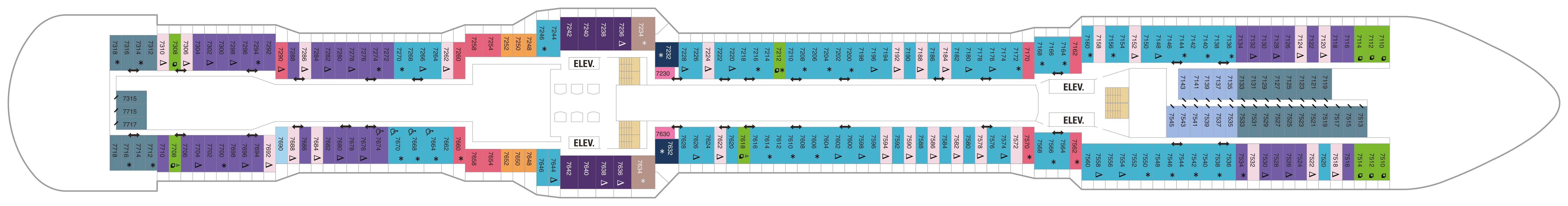 Quantum of the Seas, Deck 7: official cabin and venue layout