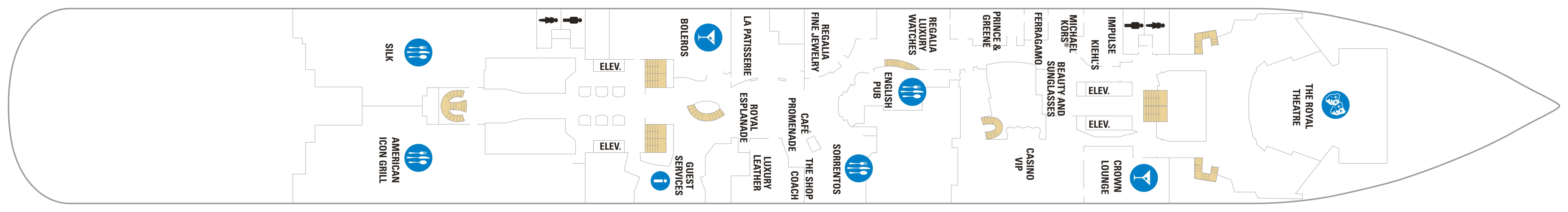 Quantum of the Seas, Deck 4: official cabin and venue layout