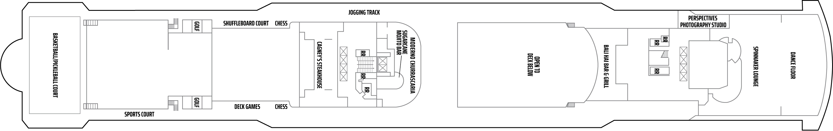 Norwegian Gem, Deck 13: official cabin and venue layout