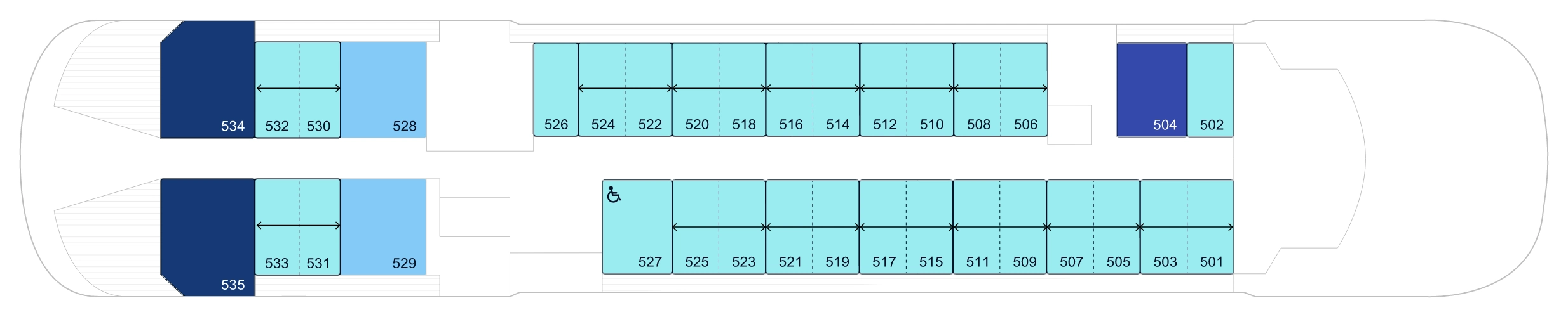Le Champlain, Deck 5: official cabin and venue layout