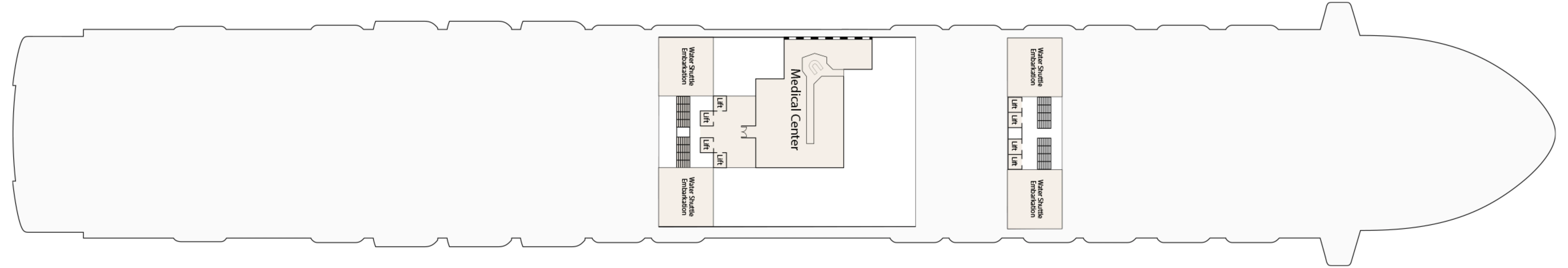 Ruby Princess, Deck 4: official cabin and venue layout