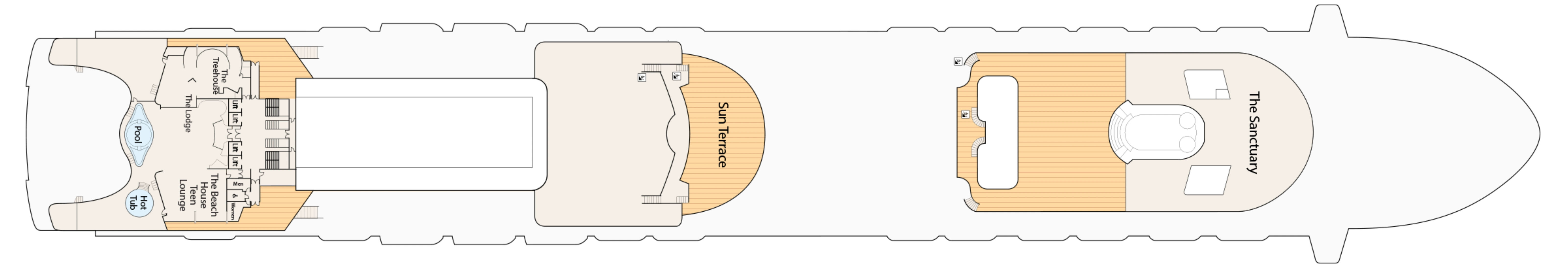 Ruby Princess, Deck 17: official cabin and venue layout