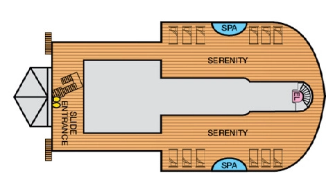 Carnival Dream, Deck 15: official cabin and venue layout