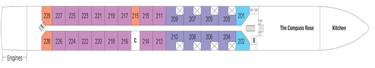 ms Joy, Deck 2: official cabin and venue layout