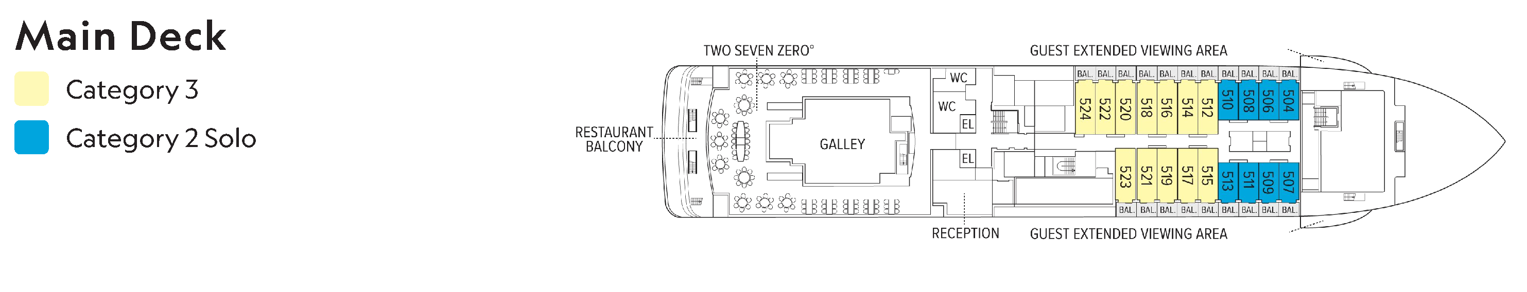 National Geographic Endurance, Deck 3: official cabin and venue layout
