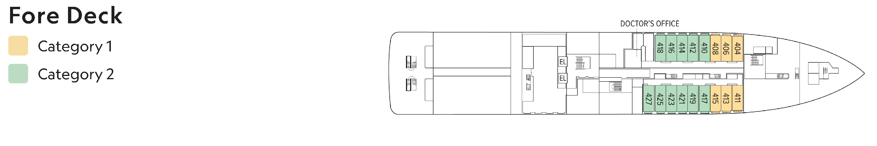 National Geographic Endurance, Deck 2: official cabin and venue layout