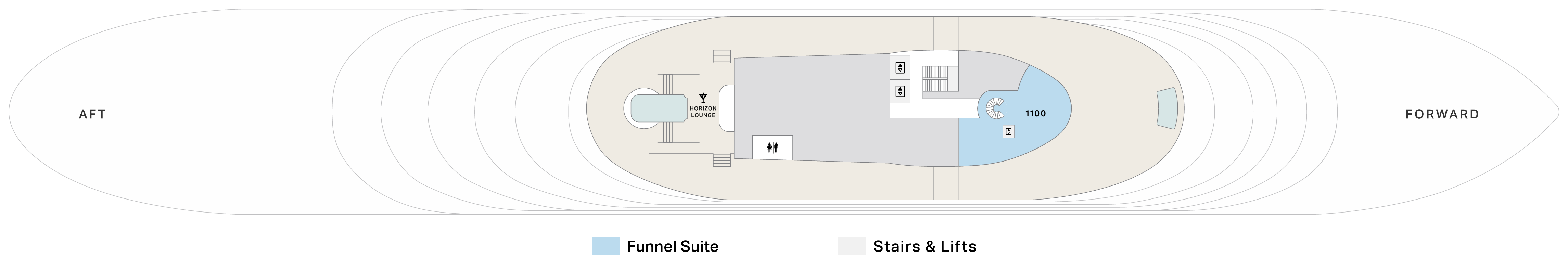 Four Seasons II, Deck 11: official cabin and venue layout