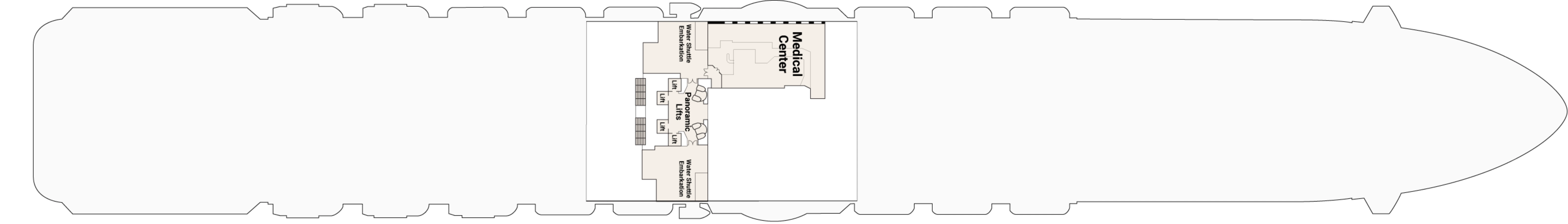Sky Princess, Deck 4: official cabin and venue layout