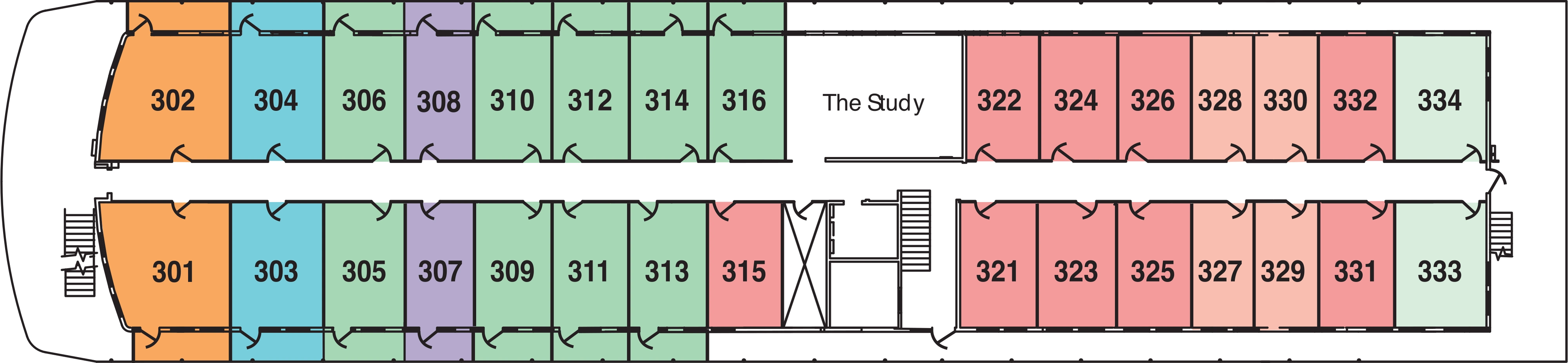 American West, Deck 3: official cabin and venue layout
