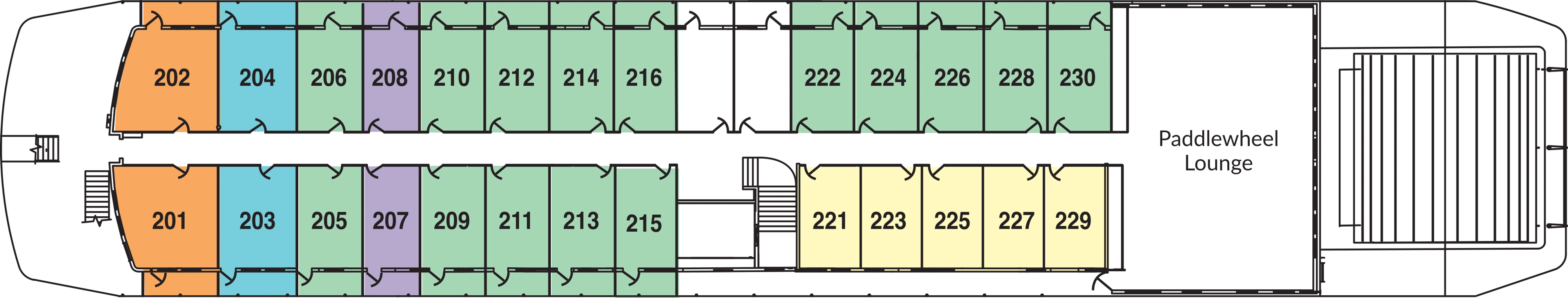 American West, Deck 2: official cabin and venue layout