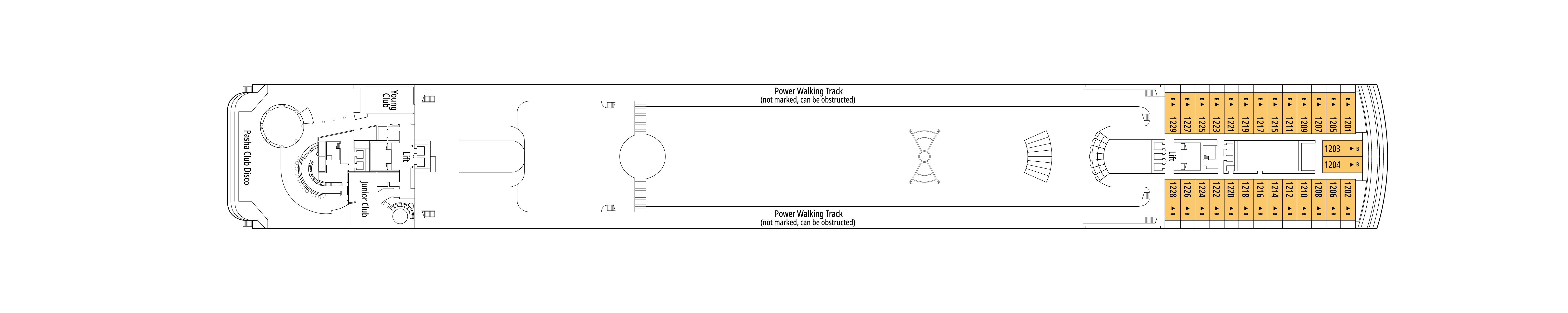 MSC Sinfonia, Deck 12: official cabin and venue layout