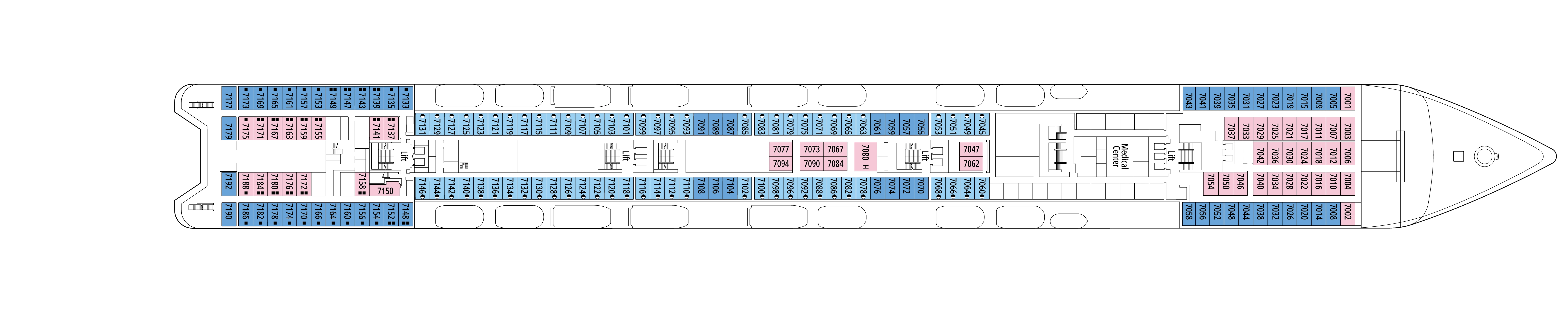 MSC Sinfonia, Deck 7: official cabin and venue layout