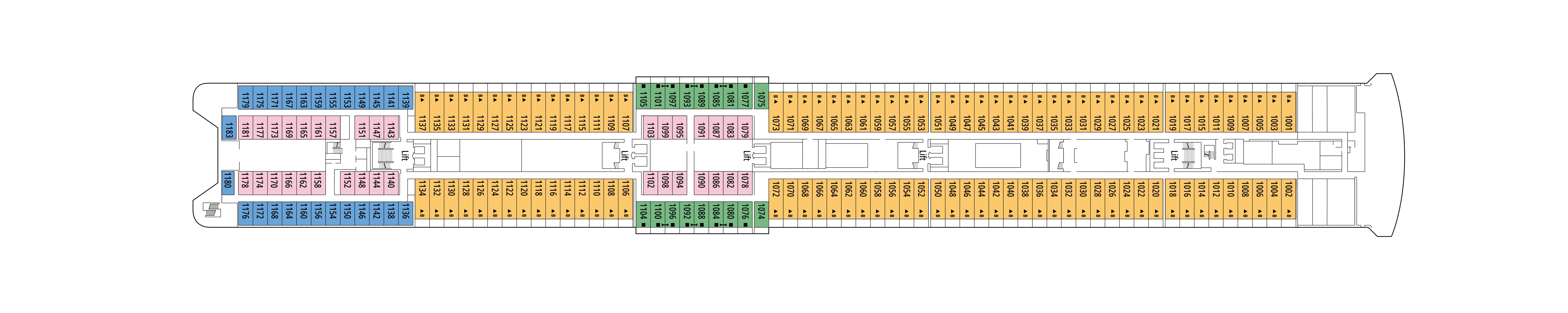 MSC Sinfonia, Deck 10: official cabin and venue layout