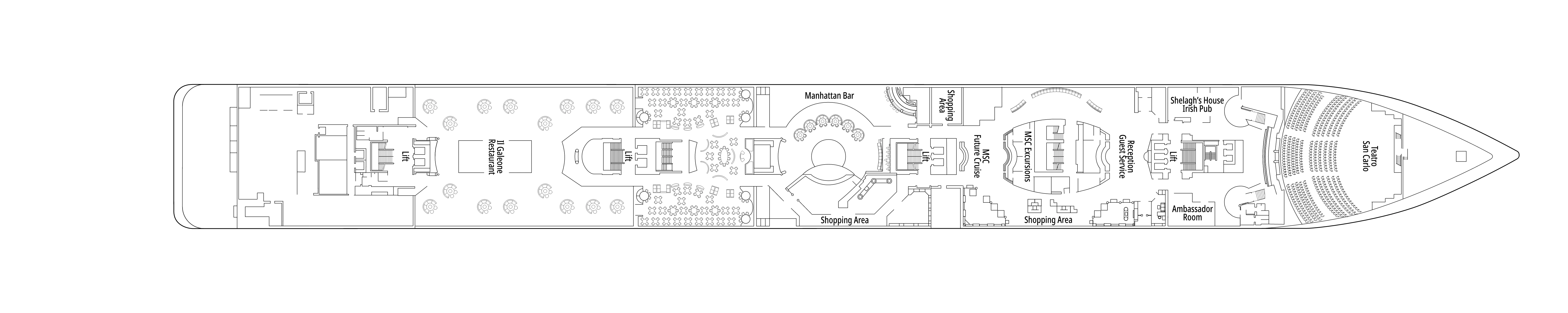 MSC Sinfonia, Deck 5: official cabin and venue layout