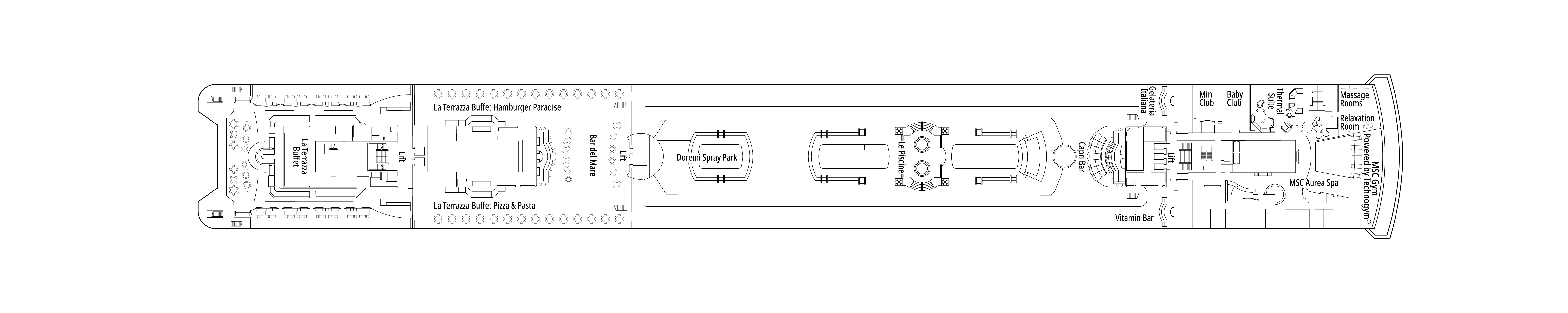 MSC Sinfonia, Deck 11: official cabin and venue layout