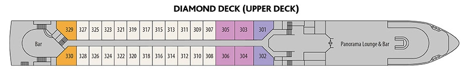 Jane Austen, Deck 3: official cabin and venue layout