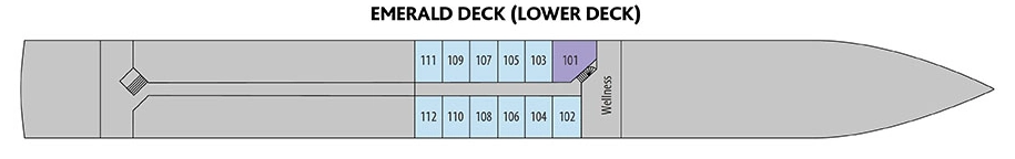 Jane Austen, Deck 1: official cabin and venue layout