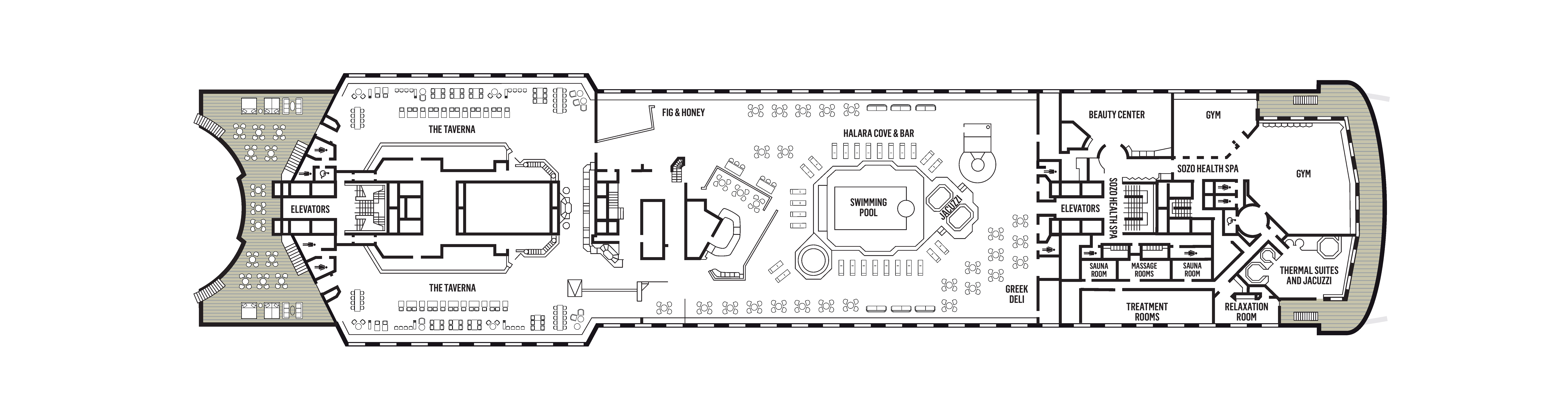 Celestyal Journey, Deck 11: official cabin and venue layout