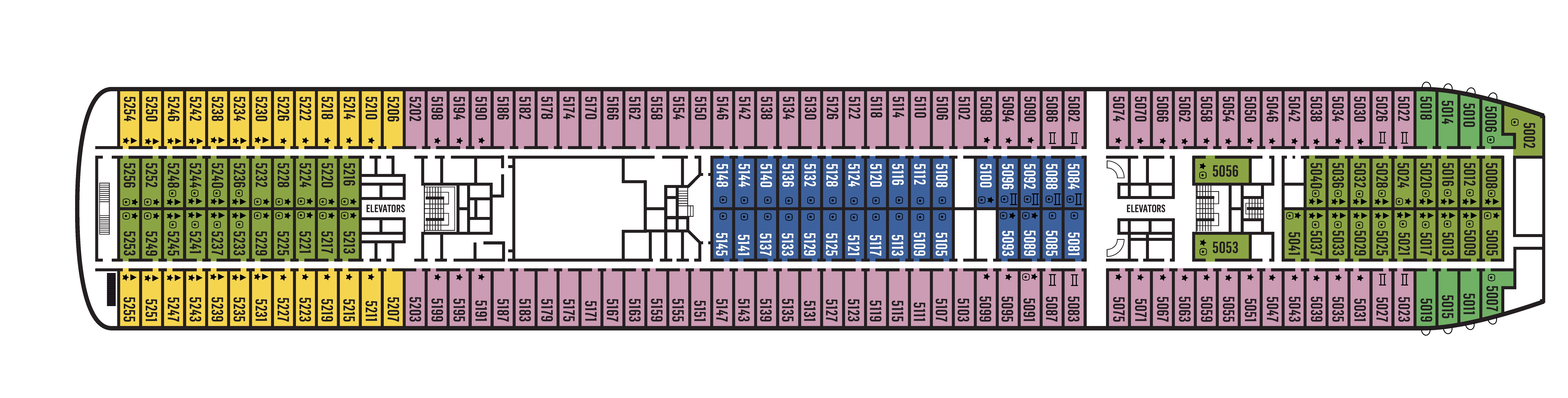 Celestyal Journey, Deck 5: official cabin and venue layout