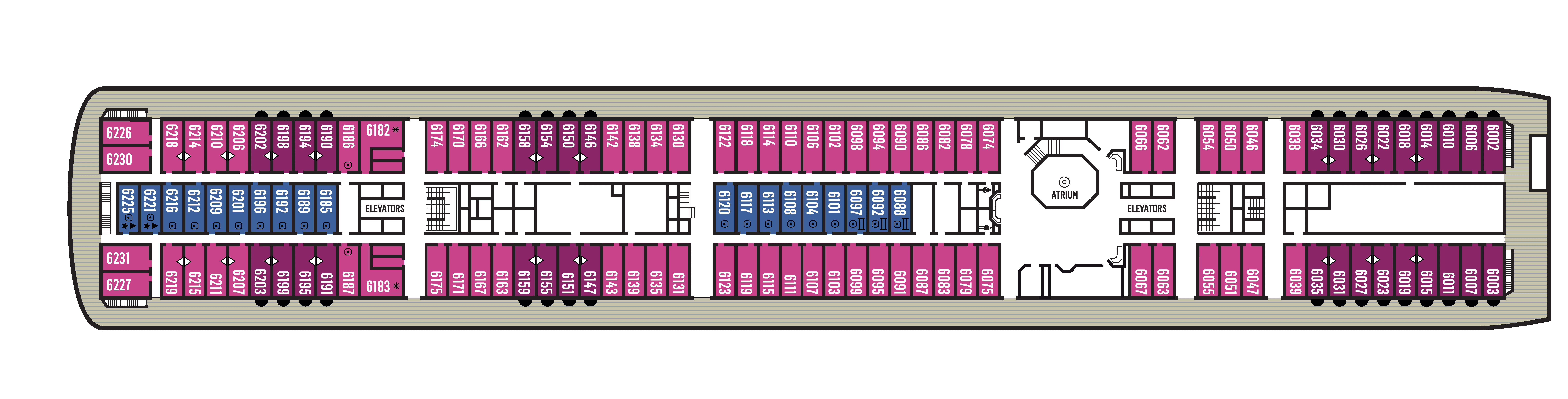 Celestyal Journey, Deck 6: official cabin and venue layout