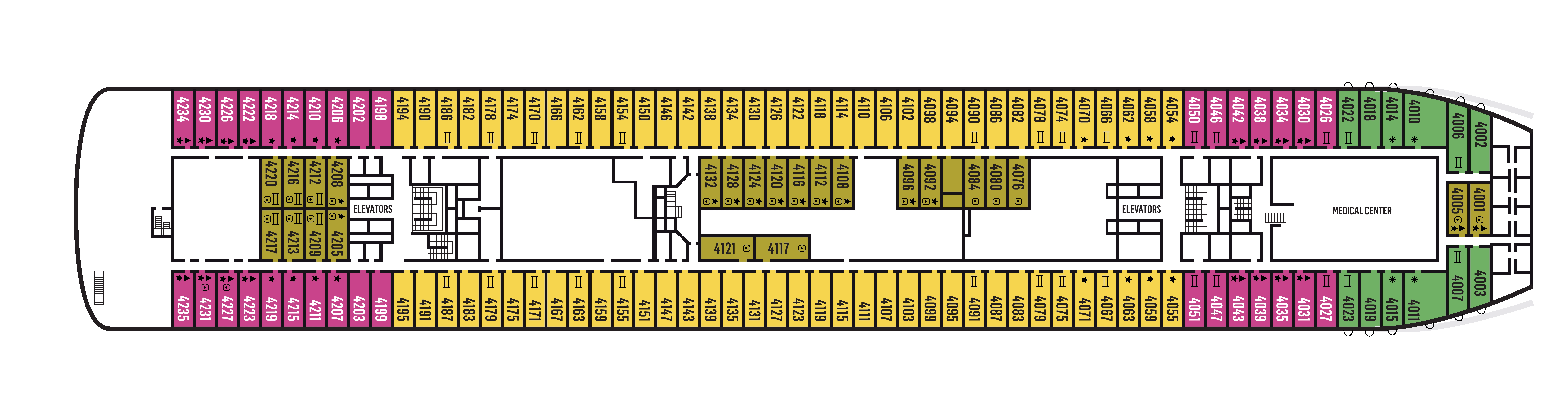 Celestyal Journey, Deck 4: official cabin and venue layout