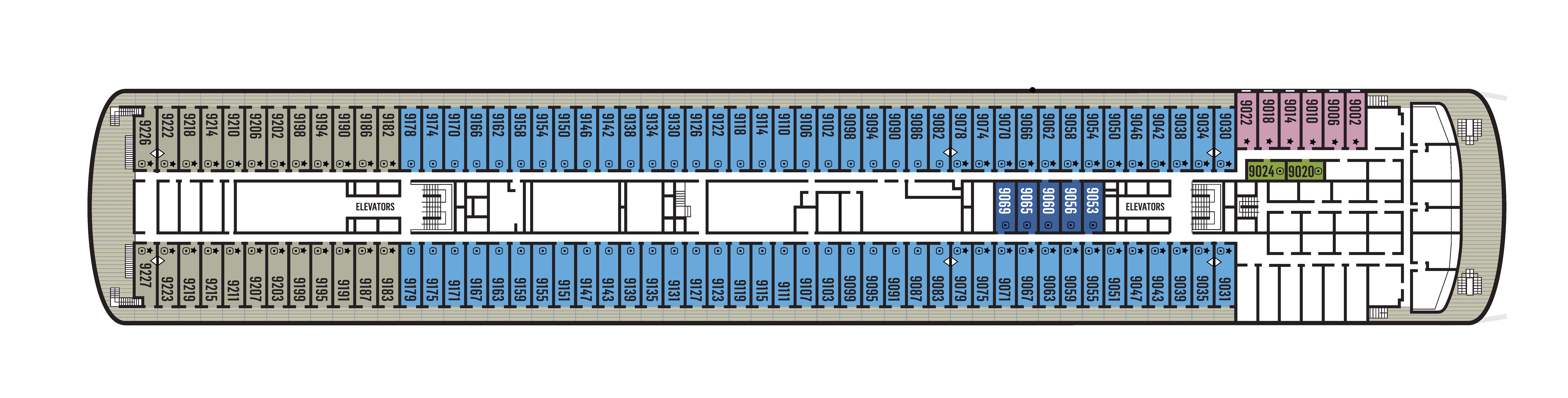 Celestyal Journey, Deck 9: official cabin and venue layout