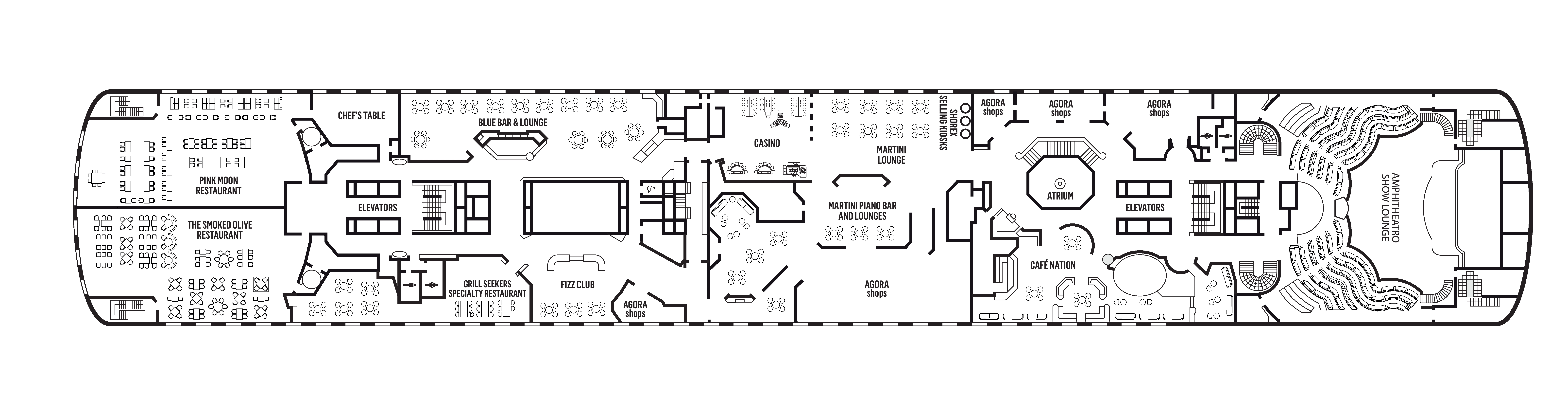 Celestyal Journey, Deck 8: official cabin and venue layout