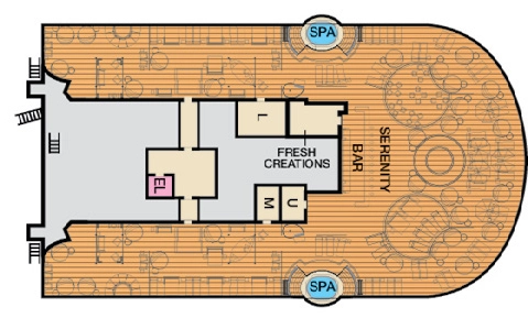 Carnival Vista, Deck 15: official cabin and venue layout