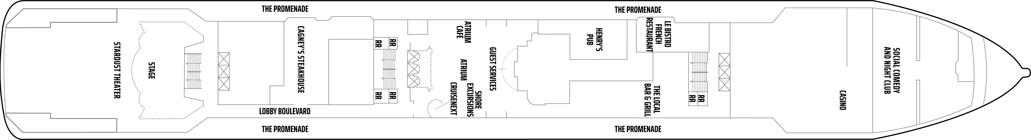 Norwegian Spirit, Deck 7: official cabin and venue layout