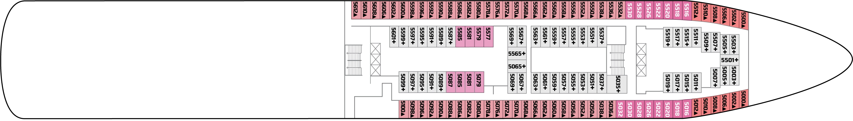 Norwegian Spirit, Deck 5: official cabin and venue layout