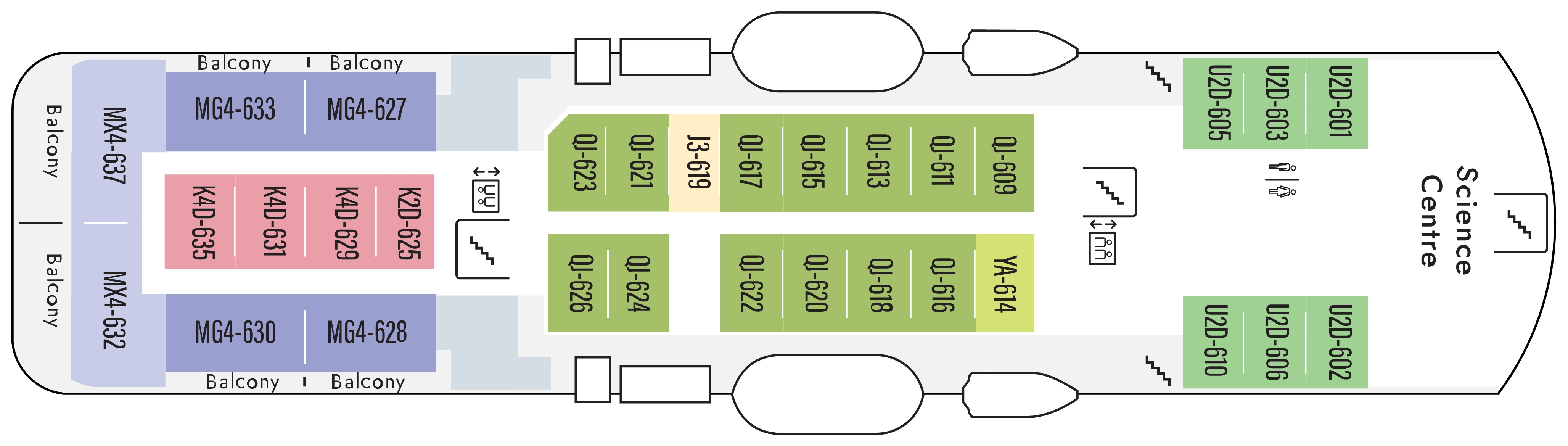 Spitsbergen, Deck 6: official cabin and venue layout