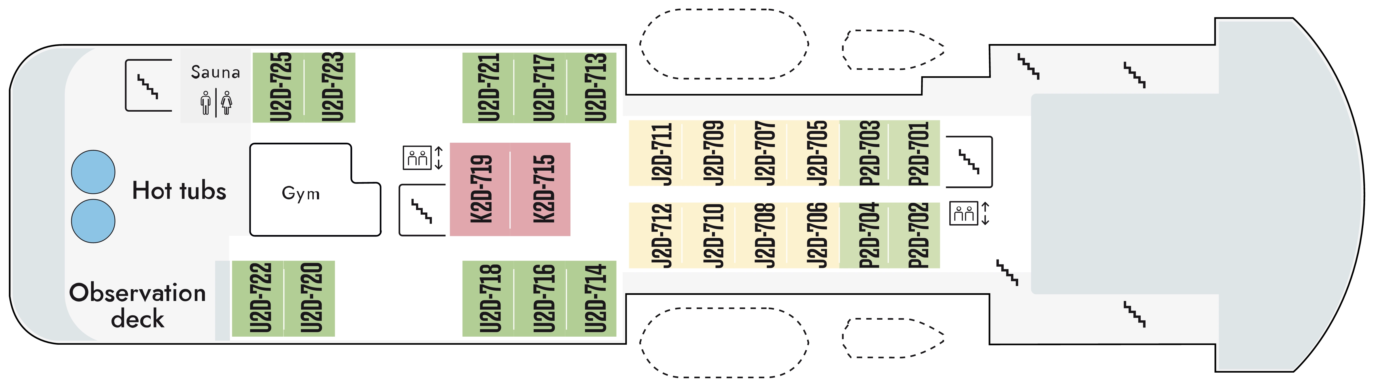Spitsbergen, Deck 7: official cabin and venue layout