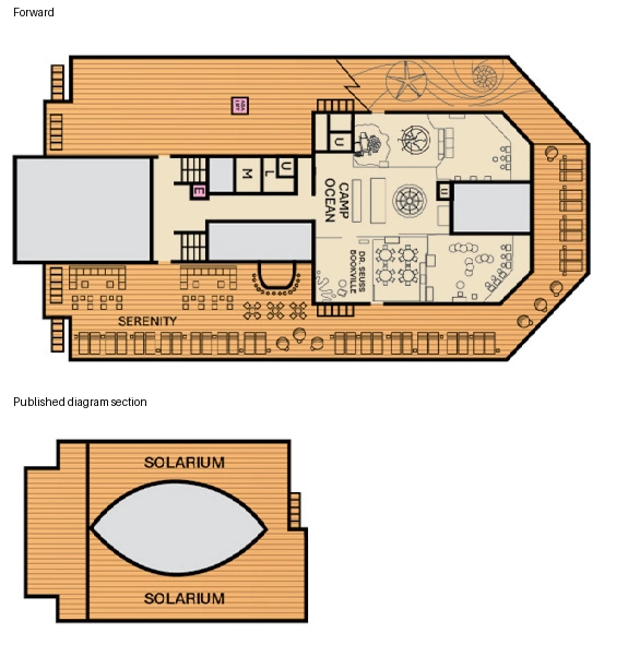 Carnival Freedom, Deck 12: official cabin and venue layout