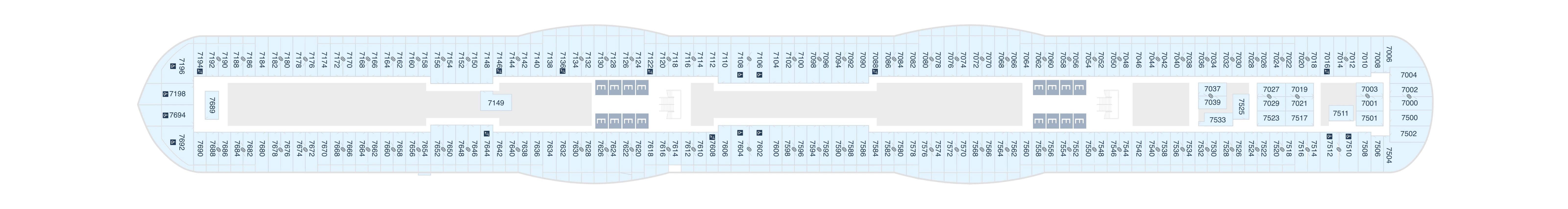 Disney Treasure, Deck 7: official cabin and venue layout
