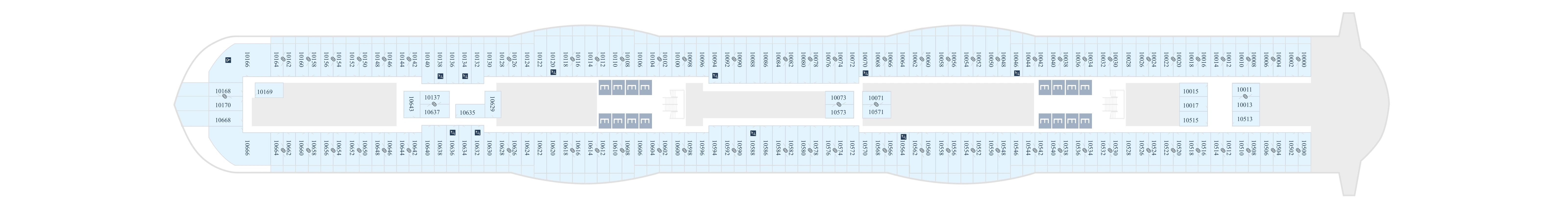 Disney Treasure, Deck 10: official cabin and venue layout