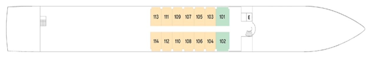 ms Reverie, Deck 1: official cabin and venue layout